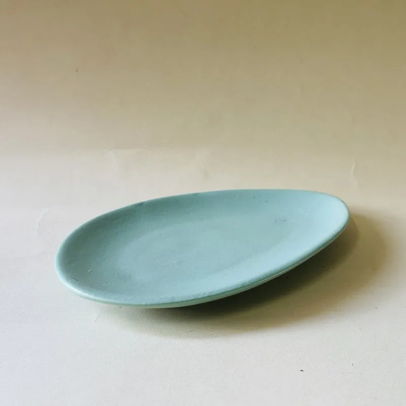Almond Ceramic Platter (8 Inch) - Green media 4