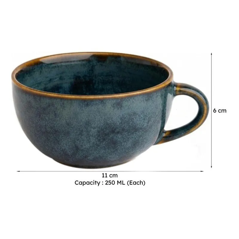 Cuddle Ceramic Tea Cup (250 mL Each),Blue) - Set Of Six media 8