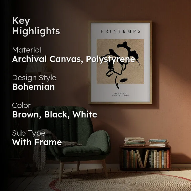 Petaline Canvas Wall Painting With Brown Frame media 2