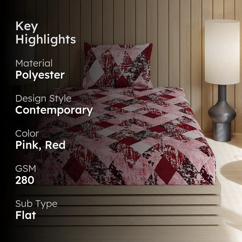 Monte Carlo Urban Diamond Bedsheet (Pink,Red) - 280 GSM media 2
