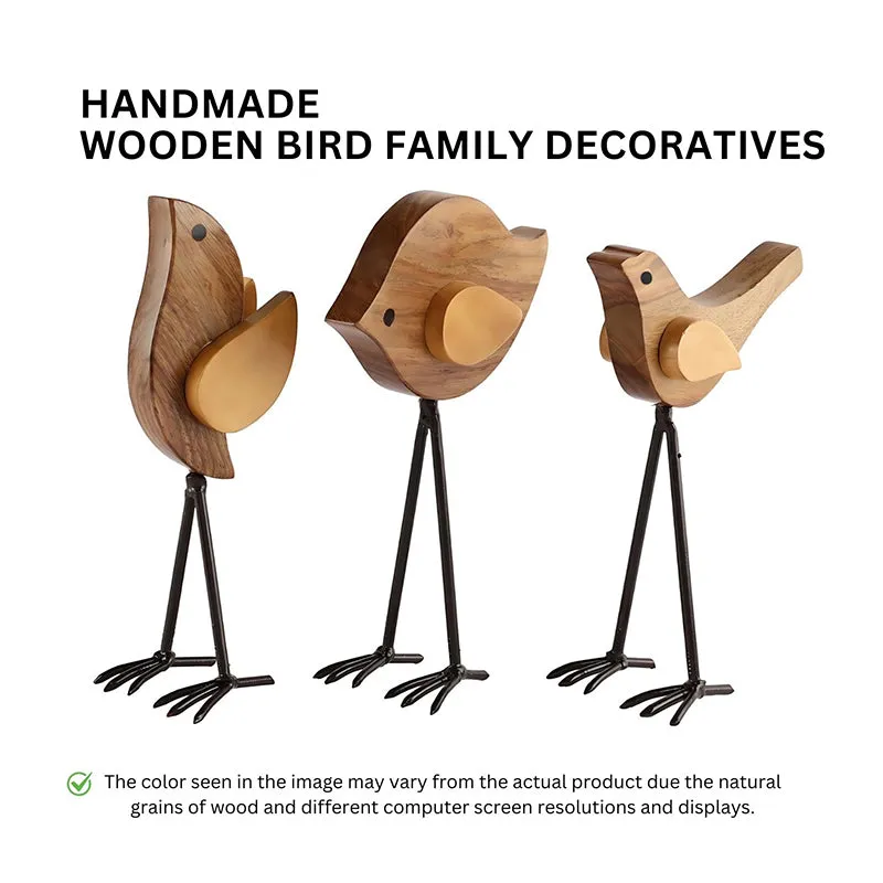 Avian Family Sheesham Wood Showpiece - Set Of Three media 3