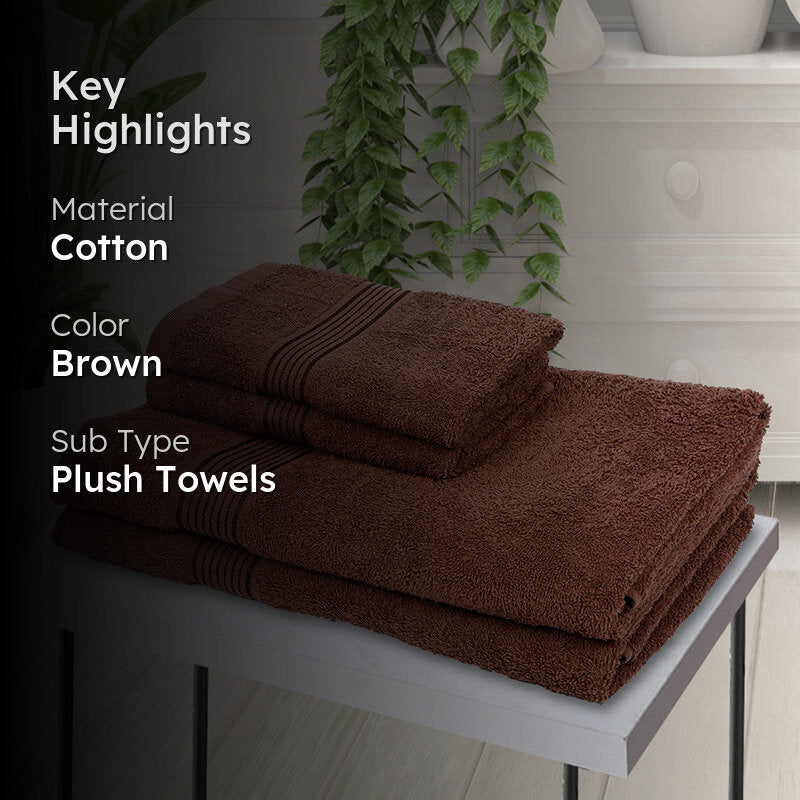 Nuage Cotton Towel Set (Brown ) - Set Of Four media 2