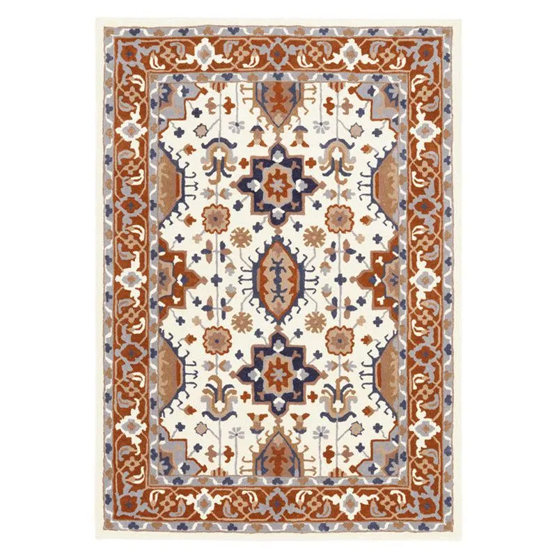 Nausicaa Ethnic Wool & Nylon Carpet - Brown & Ivory media 1