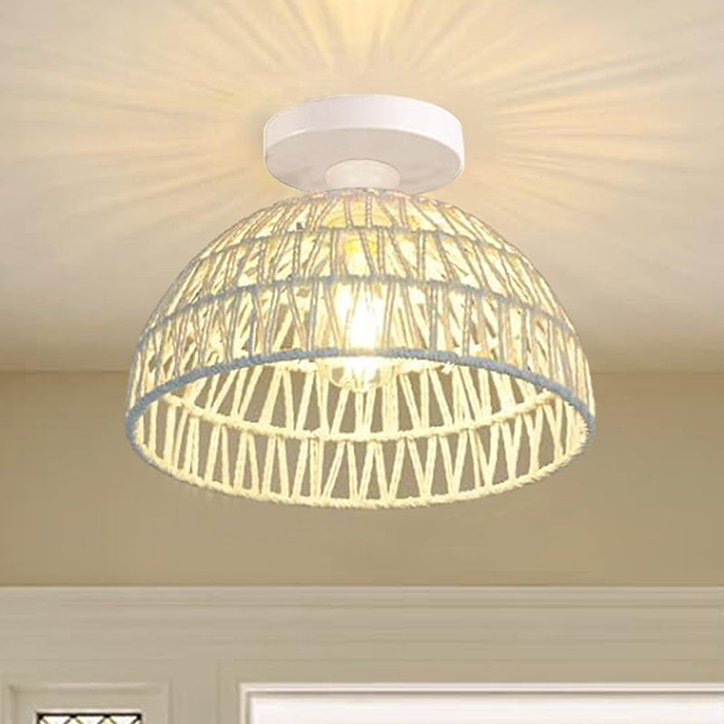 Latticework Cotton Ceiling Lamp - White media 3