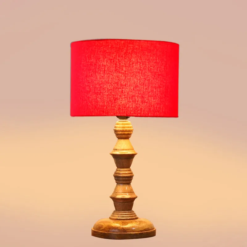 Cotin I Timber Wooden Table Lamp - Red,Brown media 4