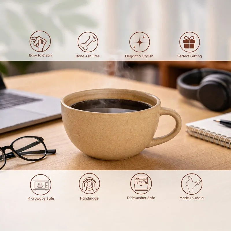 Cuddle Ceramic Tea Cup (250 mL Each),Brown) - Set Of Six media 5