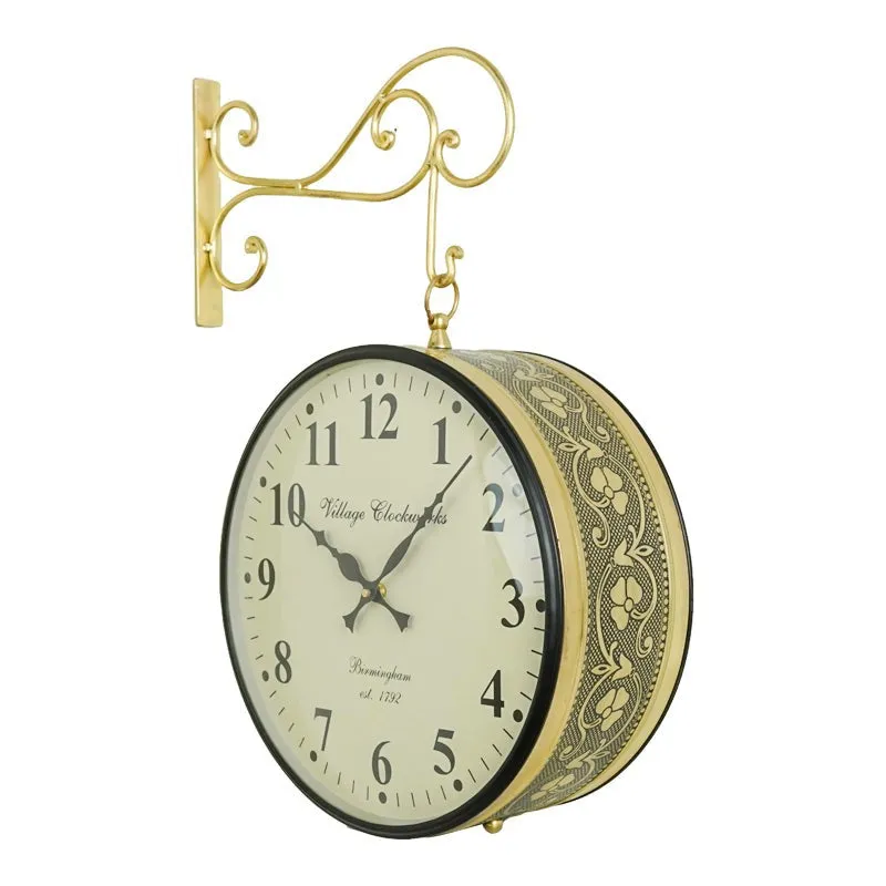 Numaera Double Sided Vintage Station Clock - Gold media 3