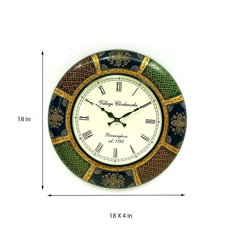 Handpainted Circular Decor Wood Wall Clock media 7