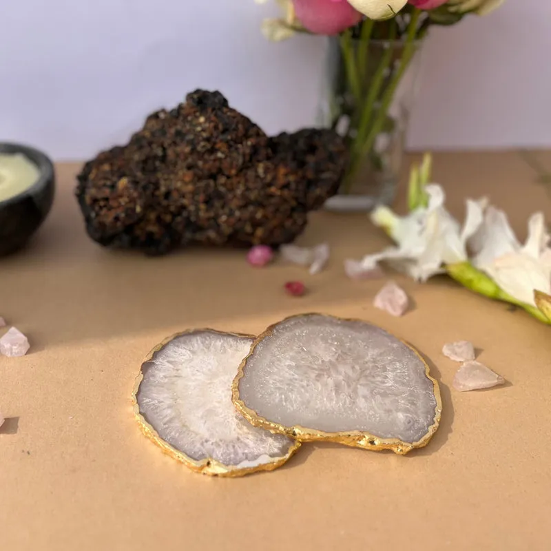 Celeste Handcrafted Crystal Agate Coaster (White) - Set Of Two media 3