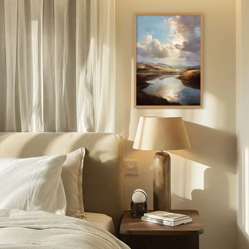 Valley of Calm Archival Paper Wall Painting With Brown Frame media 4