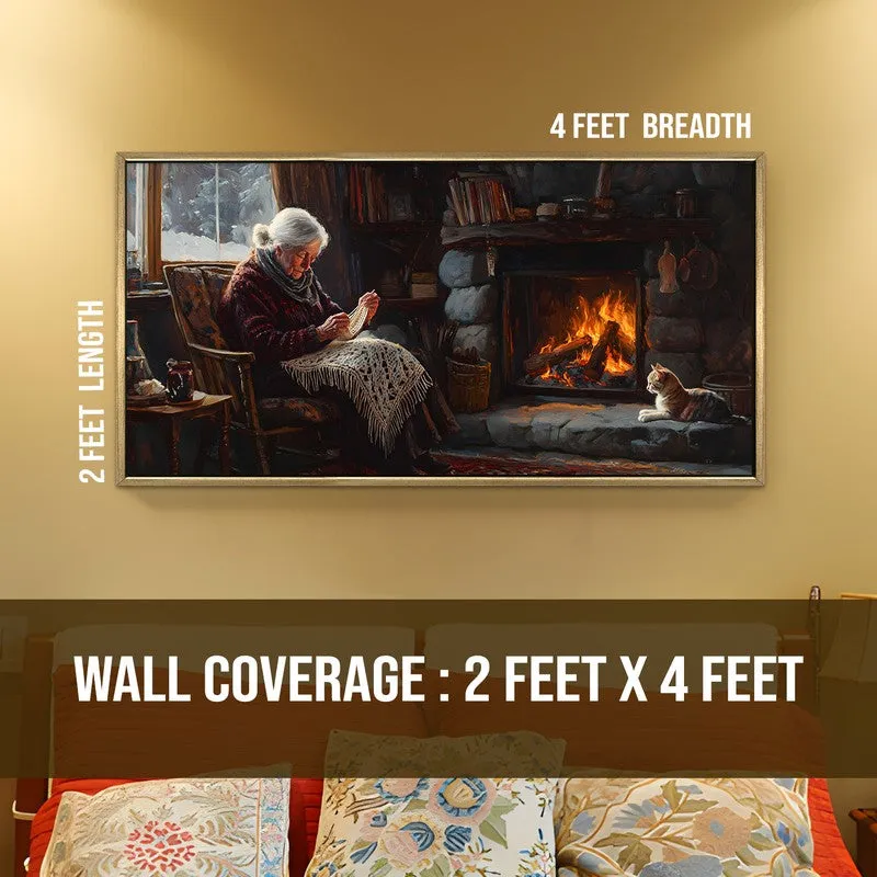 Fireside Canvas Wall Painting With Frame media 9