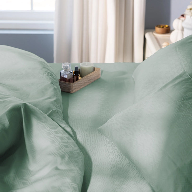 Diamond Dazz Jacquard Duvet Cover - Sage media 7