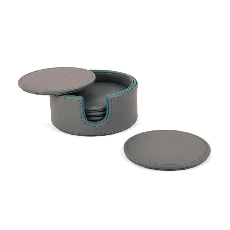 Tisca Faux Leather Coaster (Grey) - Seven Piece Set media 4