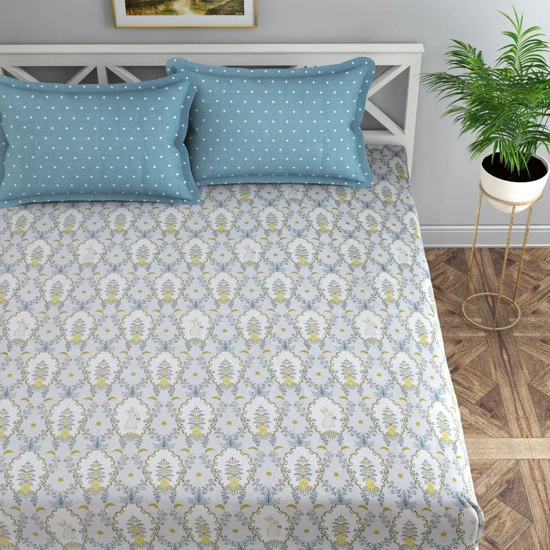 Floral Nest Cotton Fitted Bedsheet - 180 TC media 3