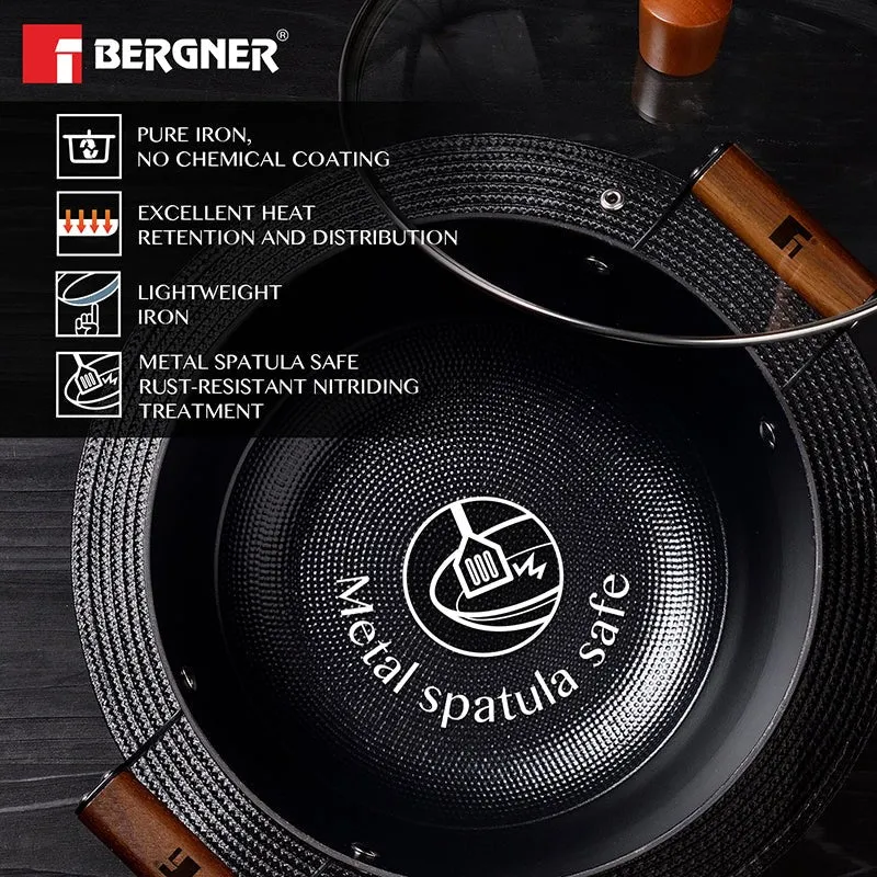 Bergner Ferrocasa Induction Safe Cast Iron Cooking Pot With Glass Lid - 5600 mL/28 cm - 5
