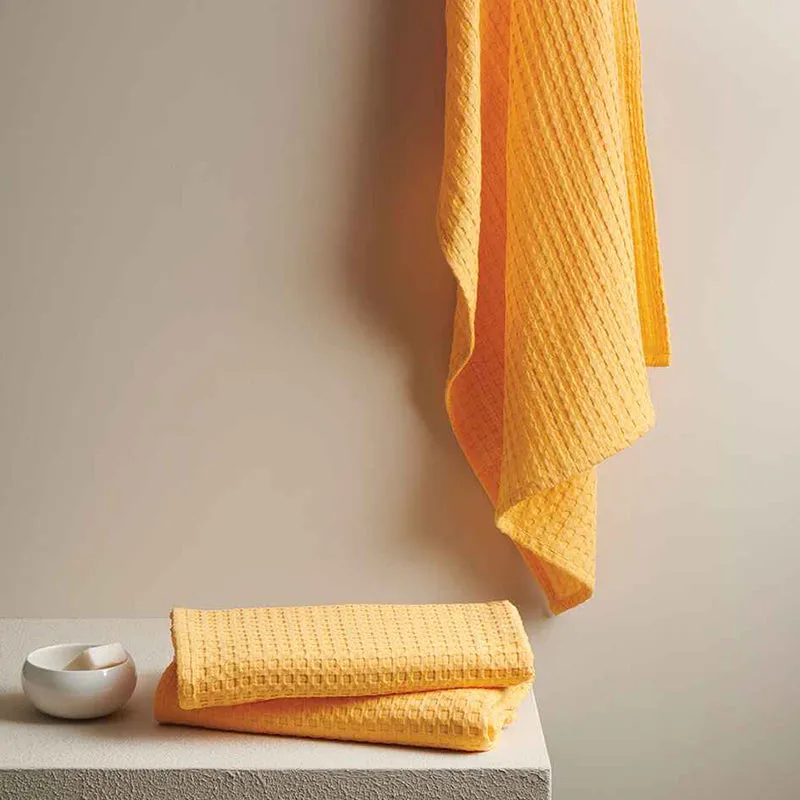 Haimi Textured Waffle Towel Combo (Yellow) - Four Piece Set media 4
