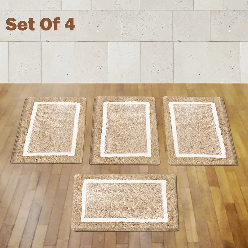 Luxe Anti Skid Bath Mat (Beige) - Set Of Four media 1
