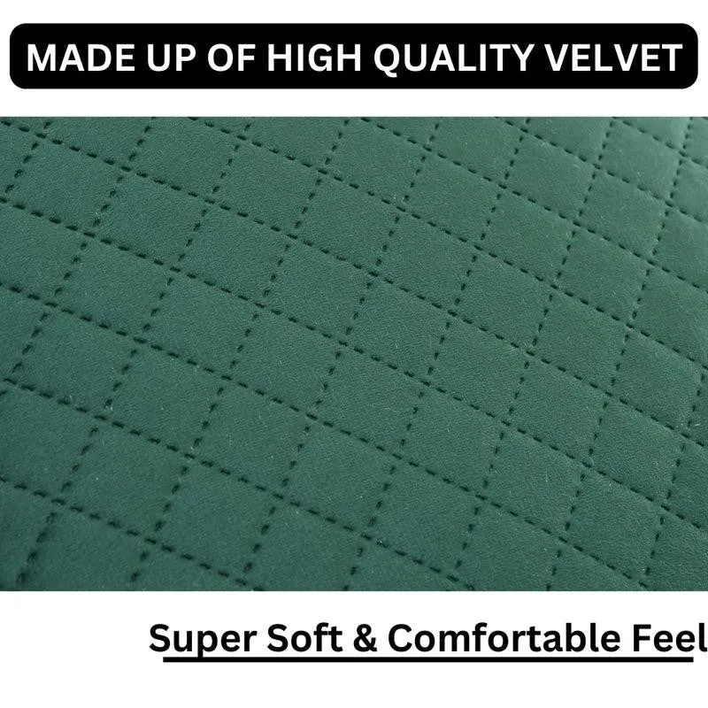 Orson Quilted Velvet Cushion Cover (Green) - Set Of Five media 5