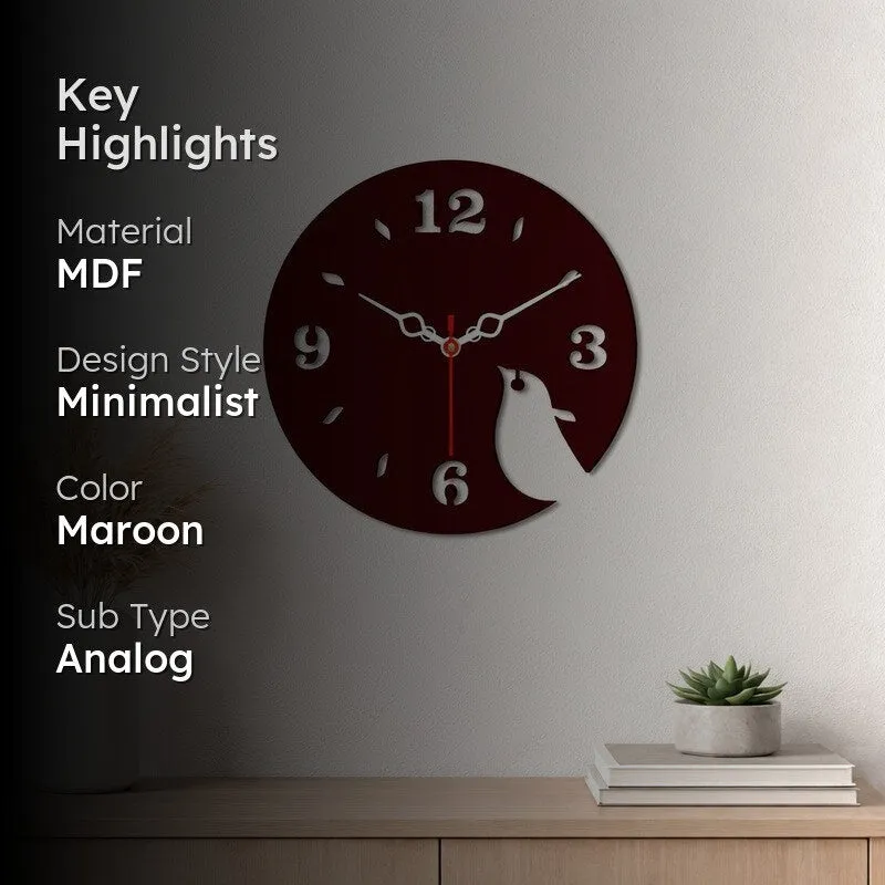 Feather Wing Bird Wooden Wall Clock media 2