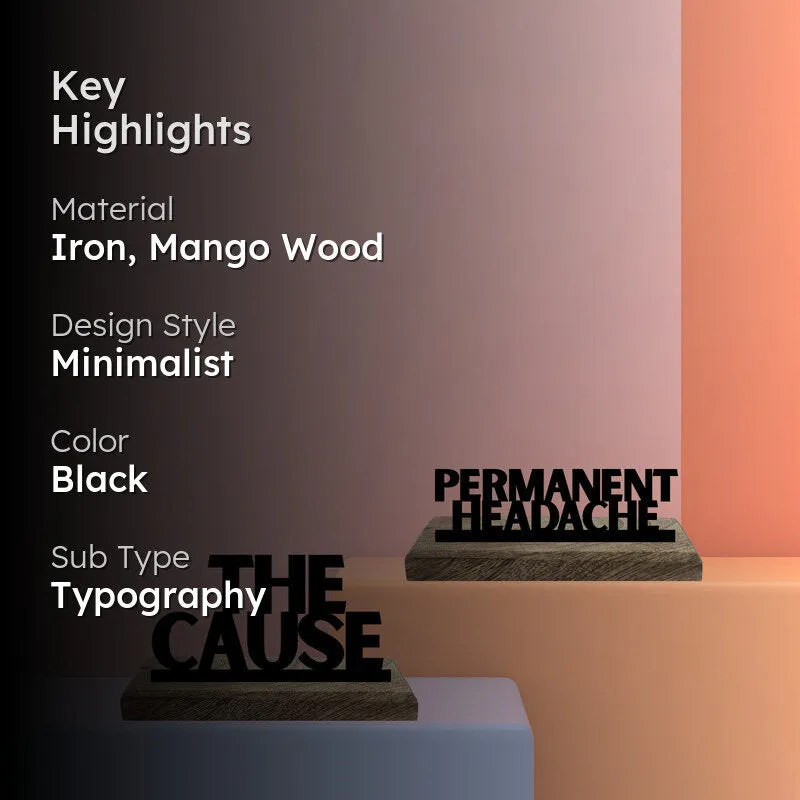 Permanent Headache Typography Showpiece - Set Of Two media 2