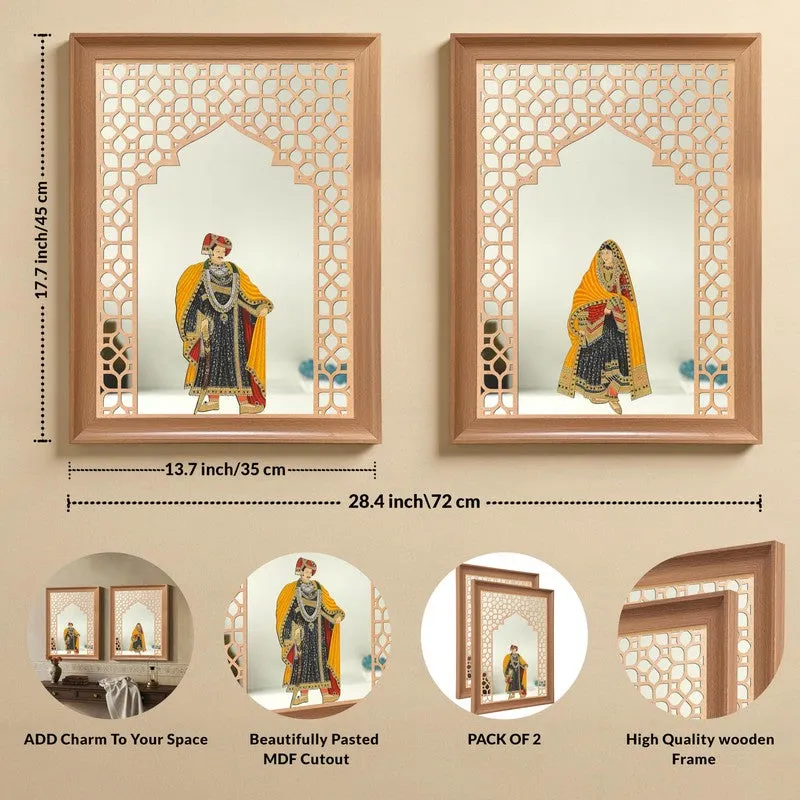 Jharokha Madhubani Glass Wall Mirrors - Set Of Two media 10