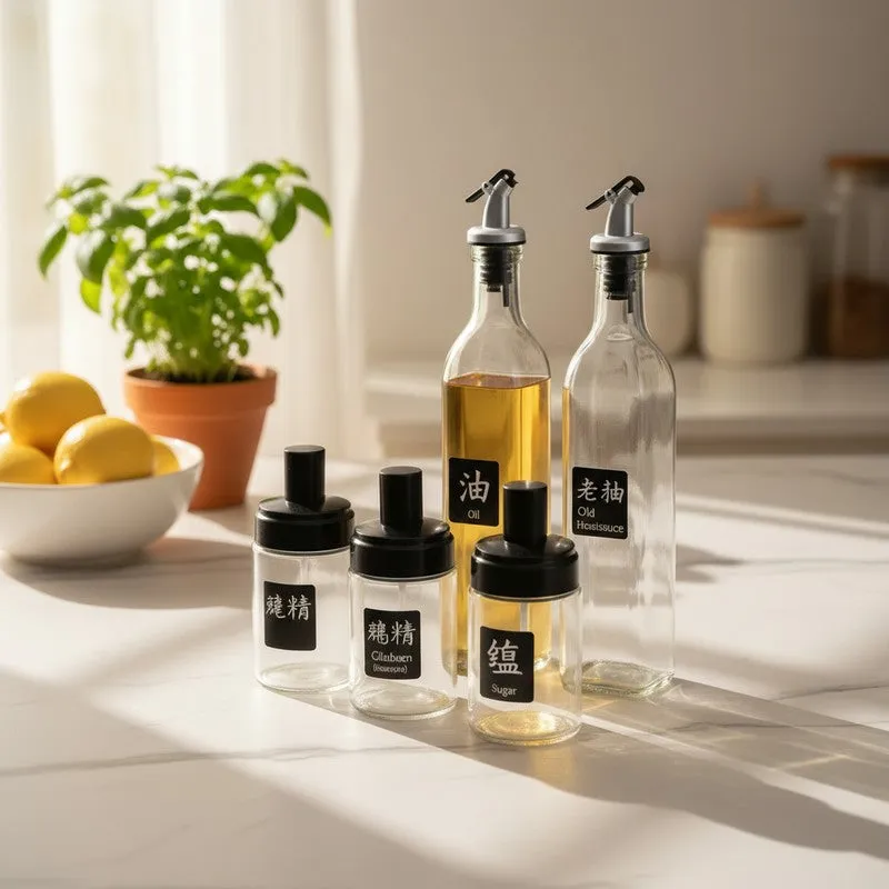 Flavor Flow Glass Oil Dispenser - Five Piece Set media 1