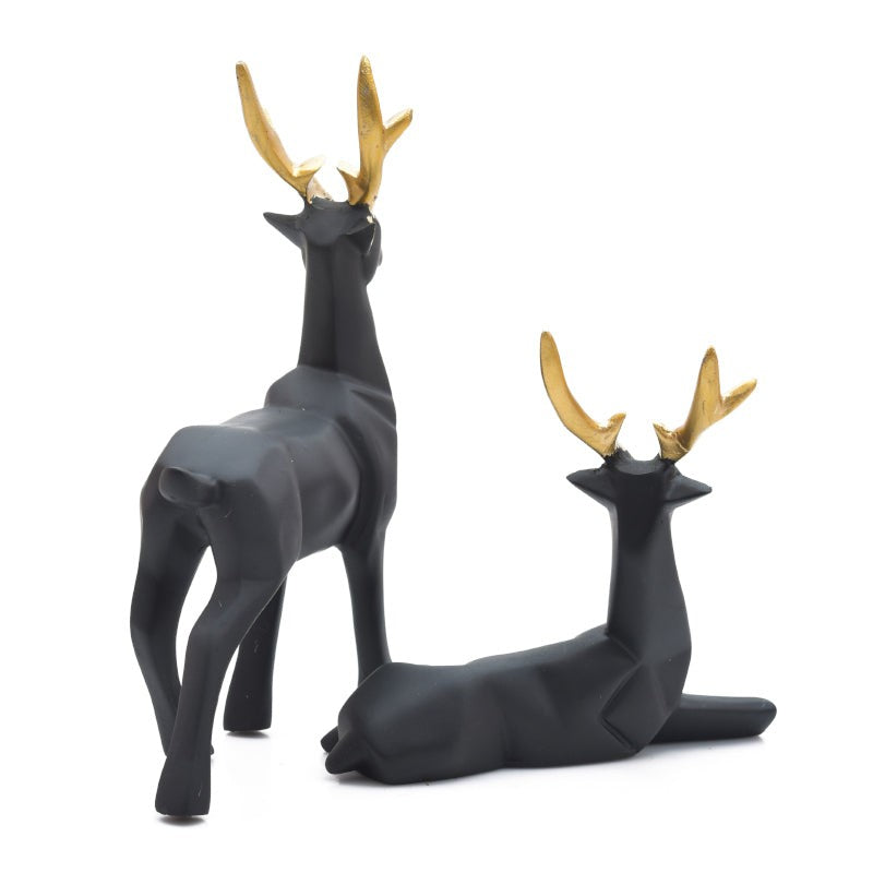 Deer Repose Showpiece (Black) - Set Of Two media 4