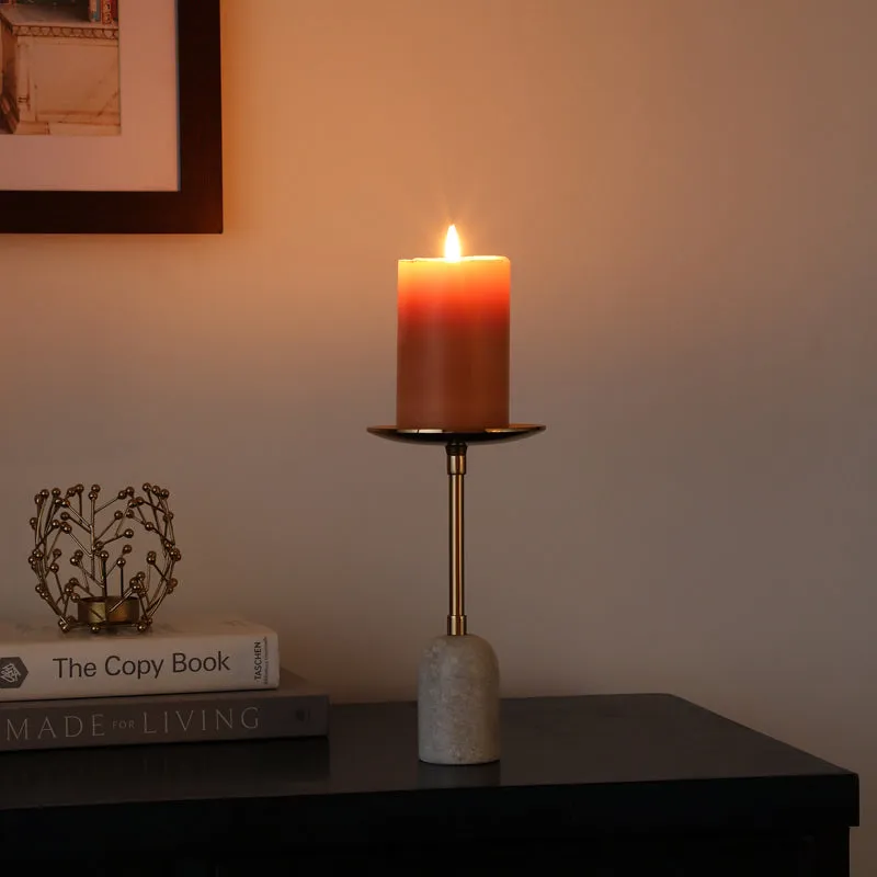 Advano Marble Candle Holder (Gold) - Small media 1