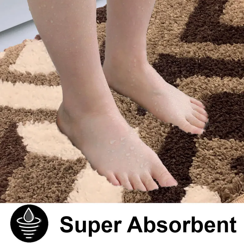 Fluffy Diamonds Microfiber Bath Mat - Brown media 5