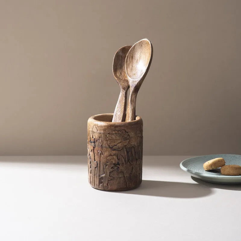 Dandelion Handcrafted Mango Wood Cutlery Stand media 4