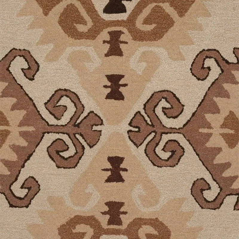 Fredegar Hand Tufted Ethnic Wool & Nylon Carpet - Brown media 4