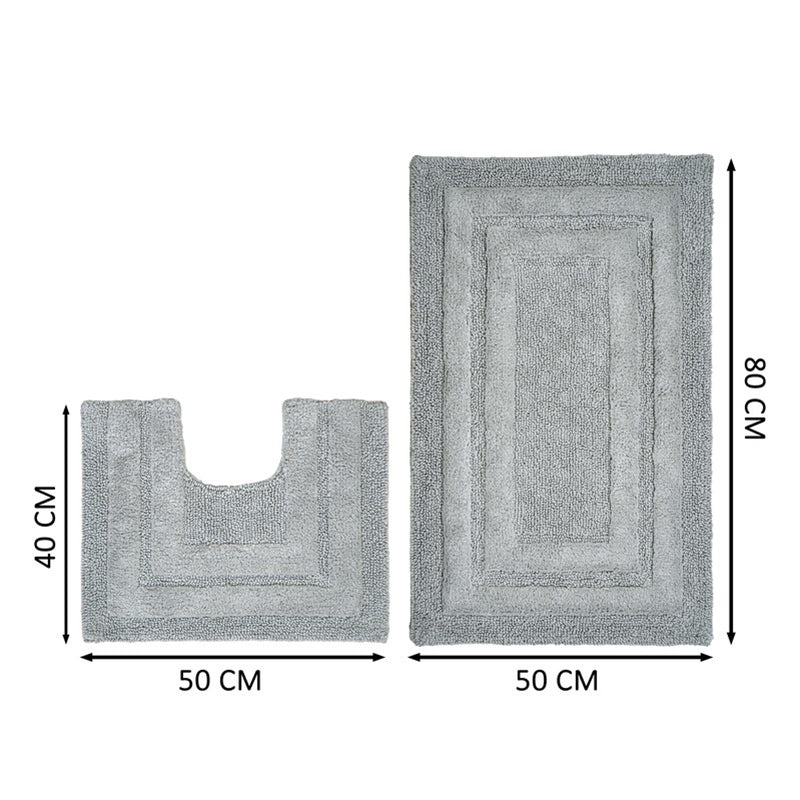 Aqualoom Anti skid Bath Mat (Light Gery) - Set Of Two media 11
