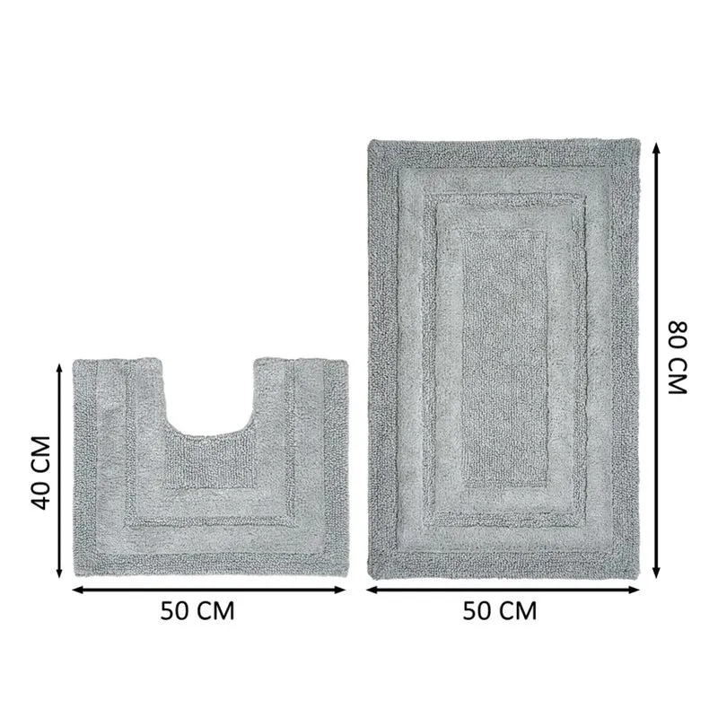 Aqualoom Anti skid Bath Mat (Light Gery) - Set Of Two media 11