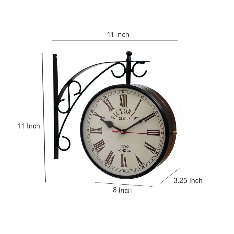 Dolva Double Sided Roman Numeral Station Clock - Black & White media 5