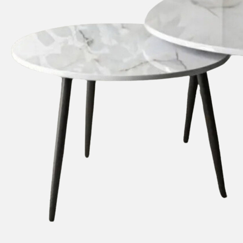 Atelier Blanc Accent Table with Marble Top (Black & White) - Set Of Two image 5