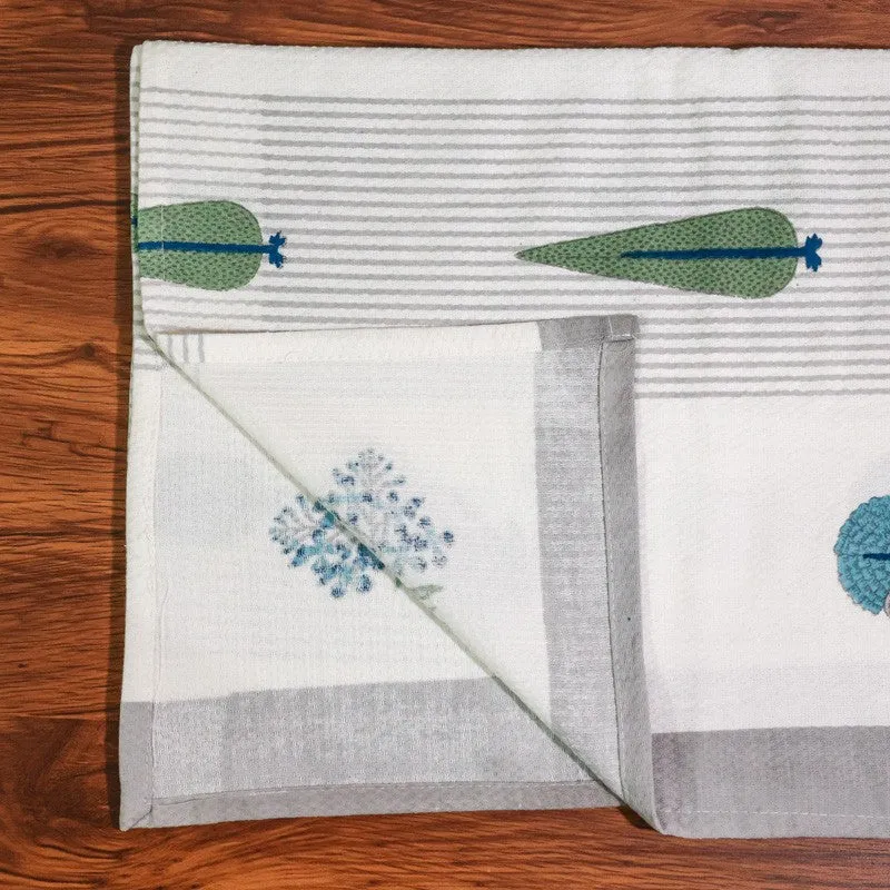 Jungle Fern Cotton Hand Towel (Grey) - Set Of Two media 6