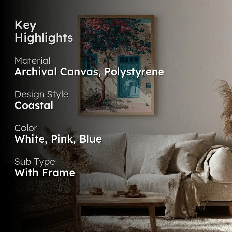 Sunlit Wall Canvas Wall Painting - Brown Frame media 2