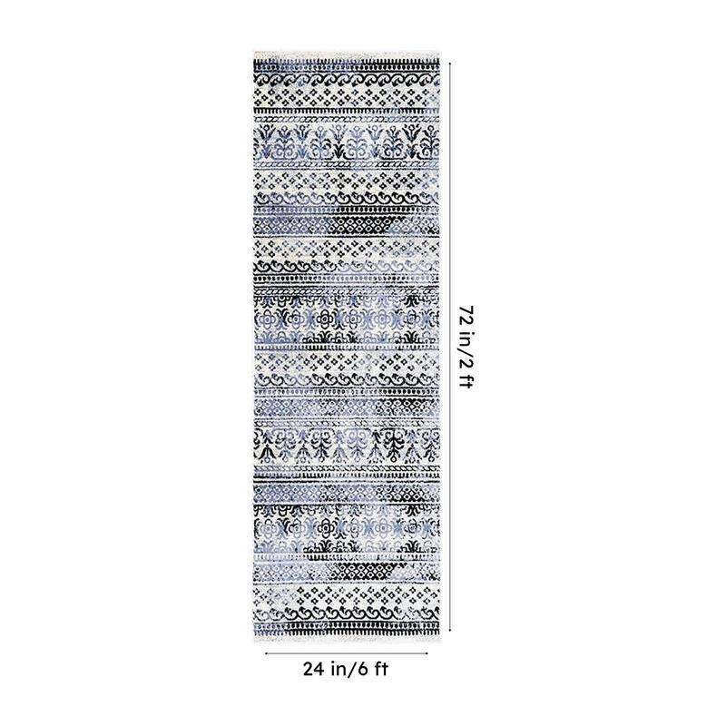 Karta Non-Anti Skid Nylon Runner Rug - Grey & Black media 7