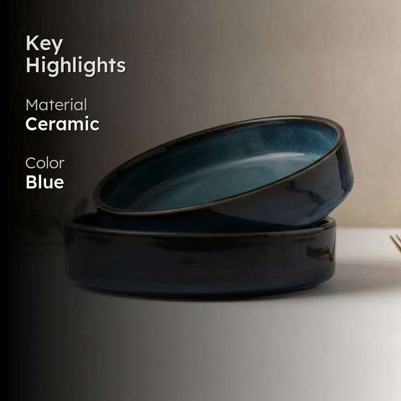 Whimsi Ceramic Salad Bowl (600 mL Each,Dark Blue) - Set Of Two media 2