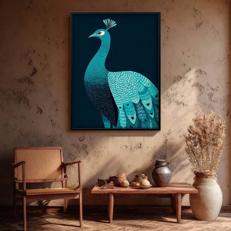 Elegant Peacock Canvas Wall Painting With Black Frame media 10