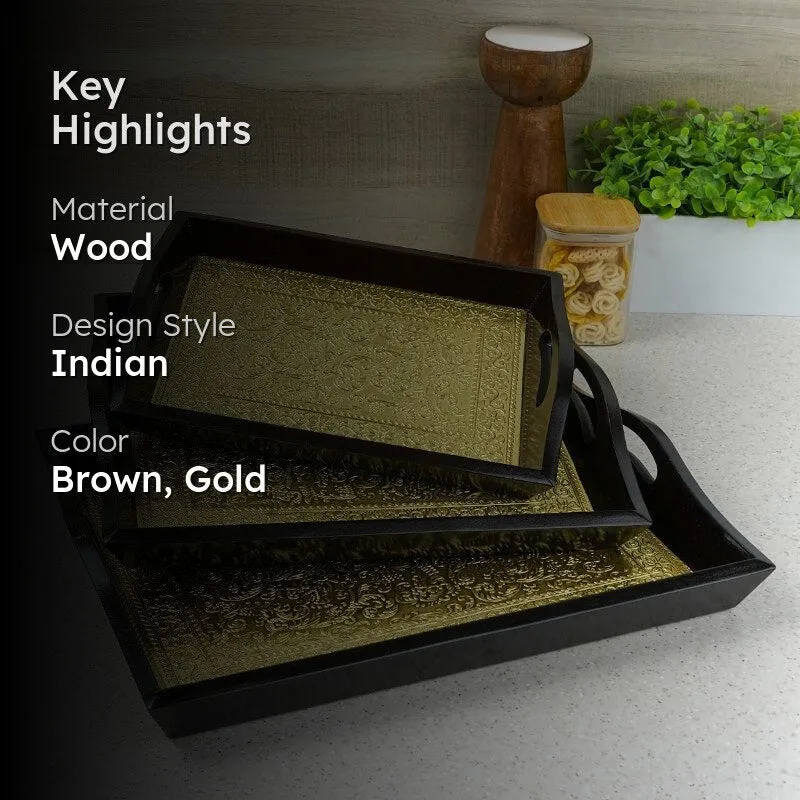 Ananda Ethnic Wooden Serving Tray Set - Set of Three media 2