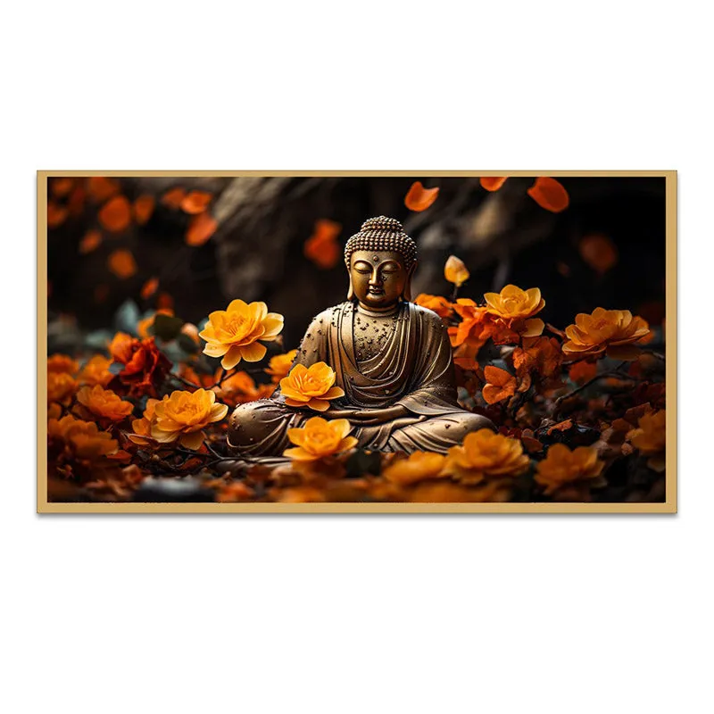 Sadaa Shanti Buddha Canvas Wall Painting With Frame media 6