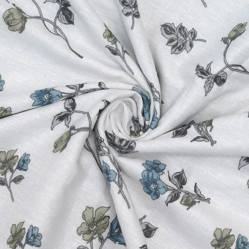 Floral Mist Printed Cotton Dohar (Blue,White) - 120 GSM media 6