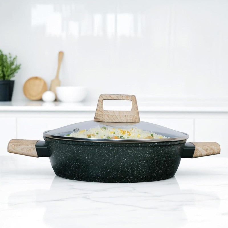 Solara Brewora Ceramic Round Kadhai With Lid (Black) - 2200 mL media 3