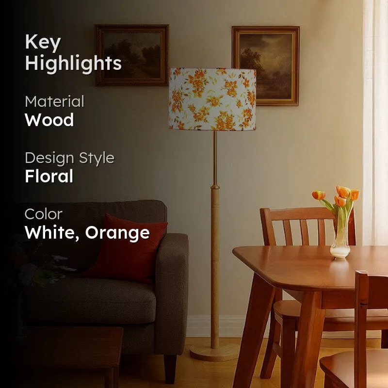 Vintage Arc Wooden Floor Lamp - Orange media 2
