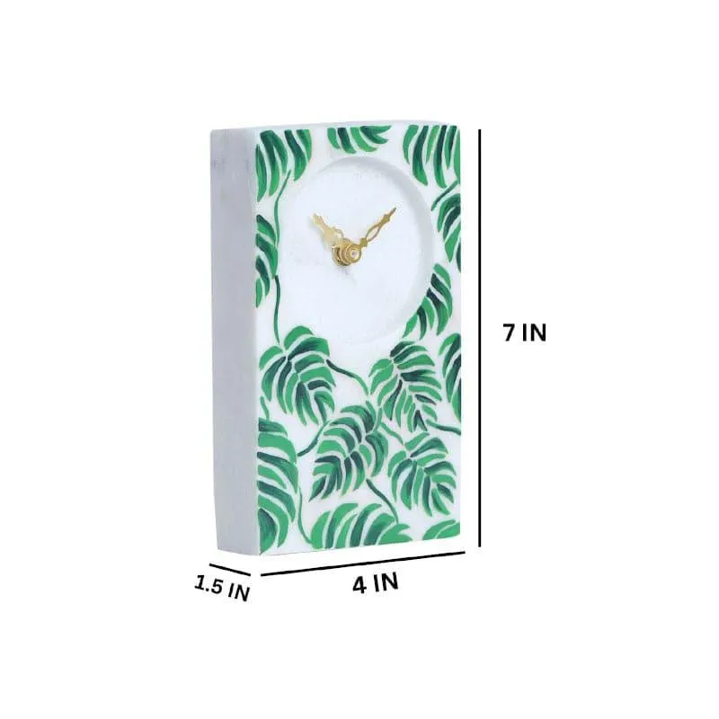 Monstera Spread Hand Crafted Marble Table Clock media 4