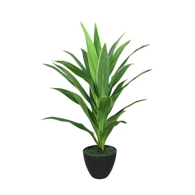 Faux Lush Dracaena Reflexa Plant With Black Fiber Pot - 3.6 Feet media 5