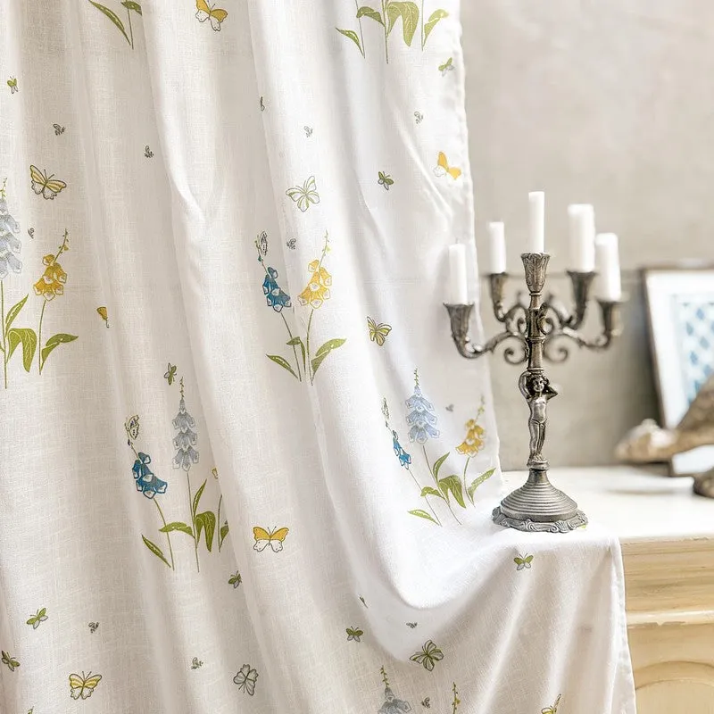 Tranquebar Home Petal Whisper Polyester Curtains(Blue) - Set Of Two media 1