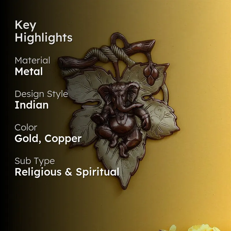 Balganesha Decorative Religious Metal Wall Accent - Gold media 2