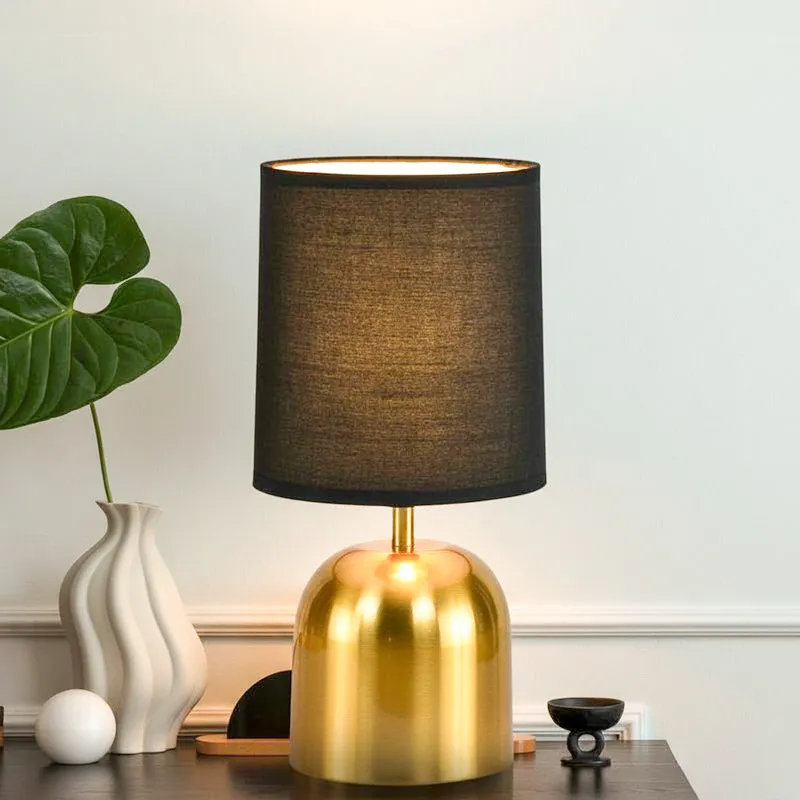Silver Shot Metal LED Fabric Table Lamp - Black,Gold media 1